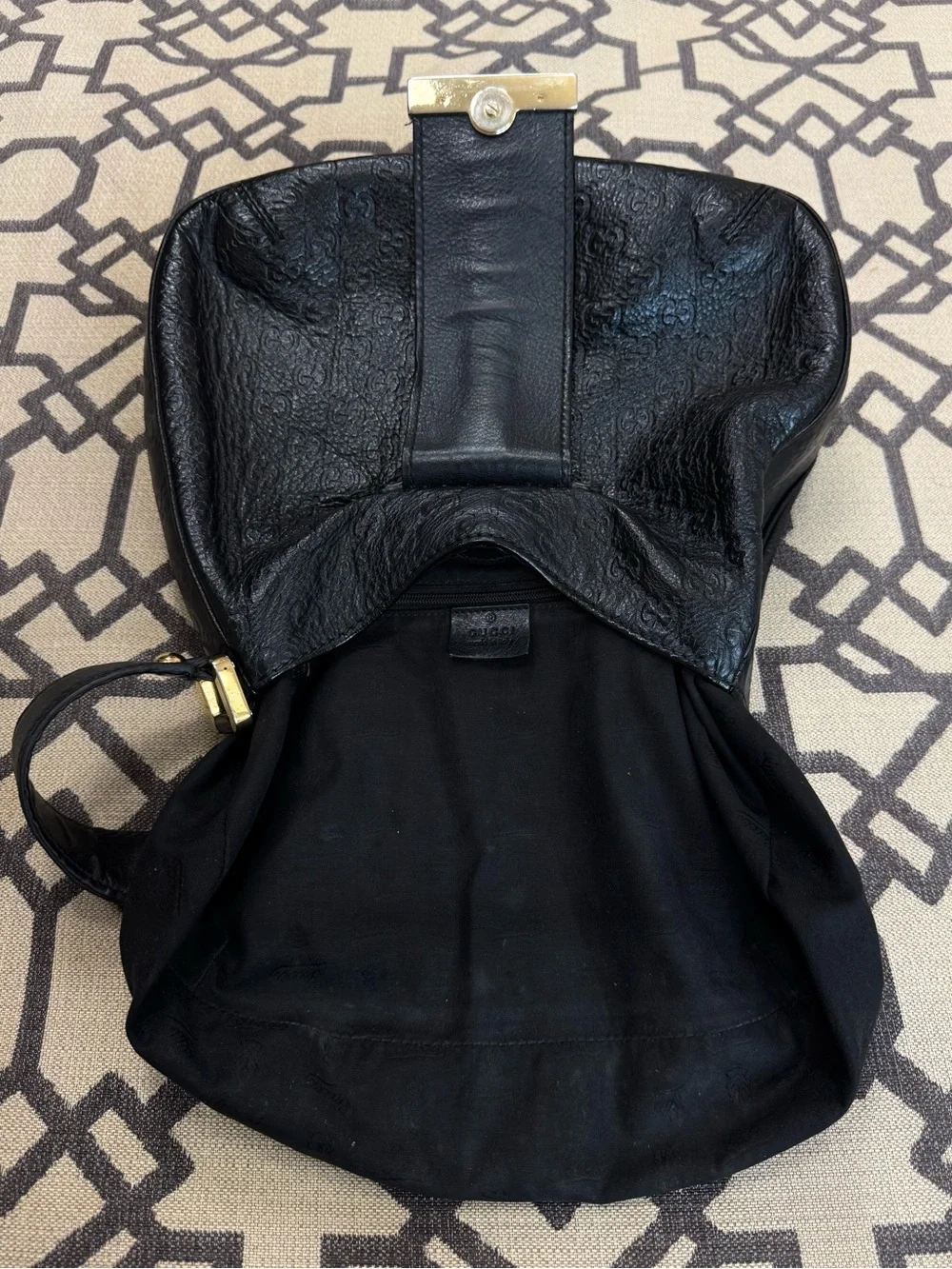 Gucci New Web Hobo Bag Nero Black Guccissima Embossed Leather